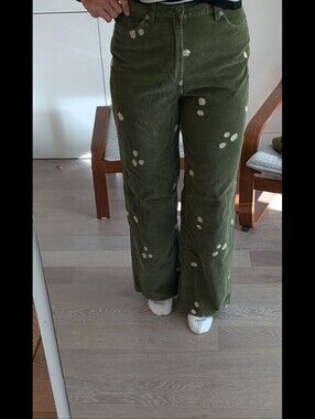RVCA Corduroy Daisy Embroidered Pants